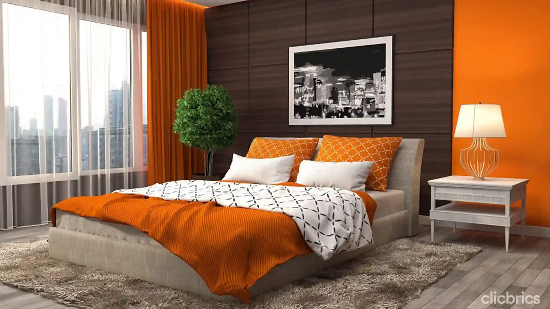 orange two bedroom colour combinations